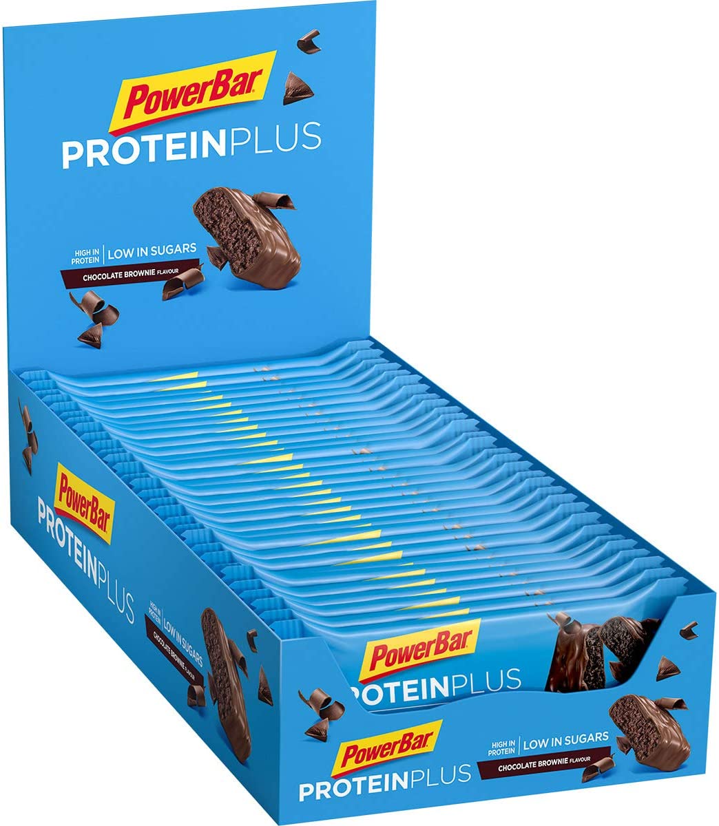 Powerbar - Protein Plus - Low Sugar - Chocolate-Brownie - 30x35g - Bars with only 107 calories - Fitness bars with fibre