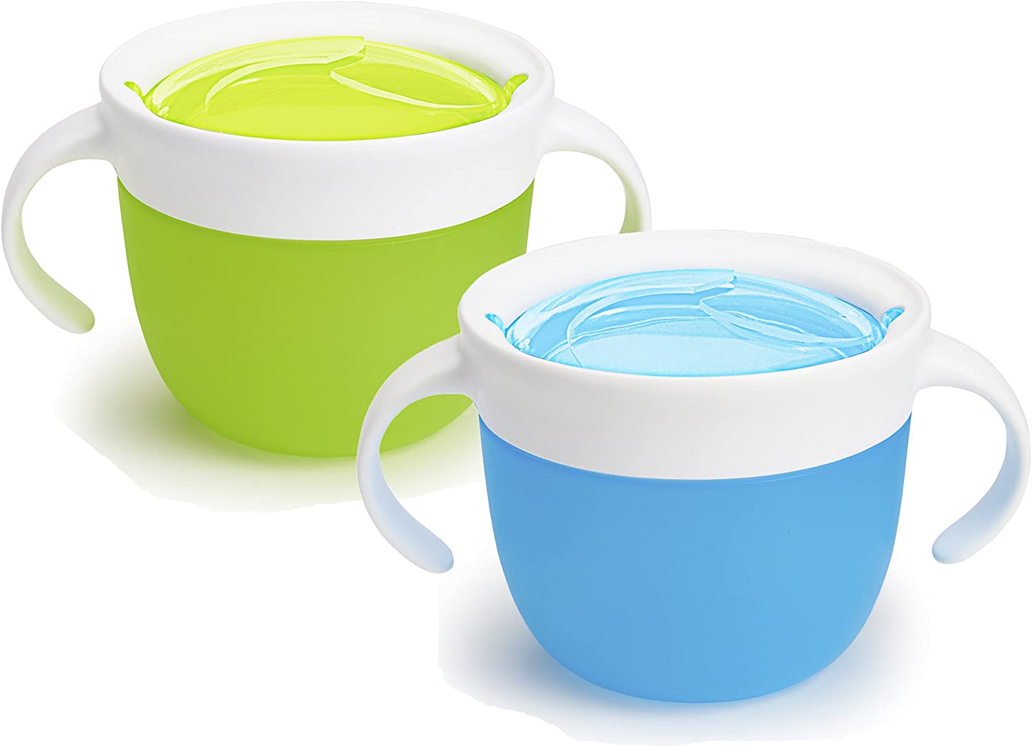 Munchkin 2-Piece Snack Catchers - Toddler Snack Box & Baby Weaning Pot - BPA Free, No-Spill - Blue/Green, Blue, Green, 2 count