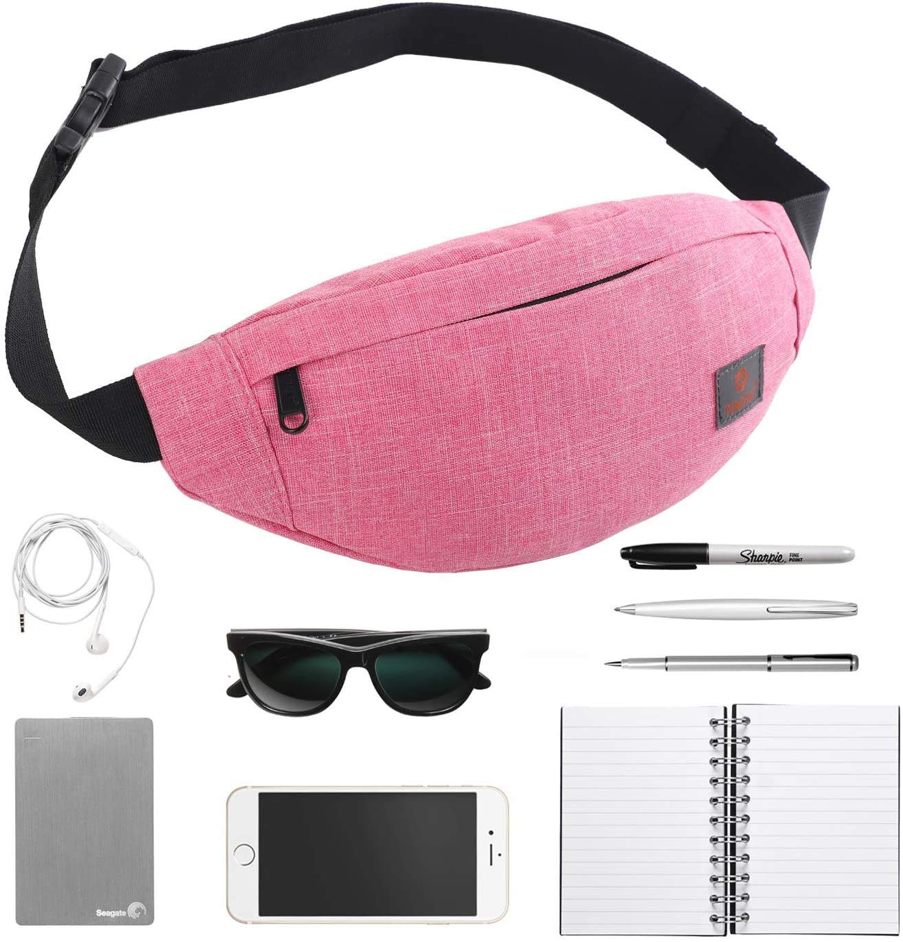 TINYAT Bum Bag Fanny Pack for Women Pink Waist Packs Waterproof Belt Bag for Sport Running Hiking Walking Dog Travel Super Lightweight T201 - Image 4