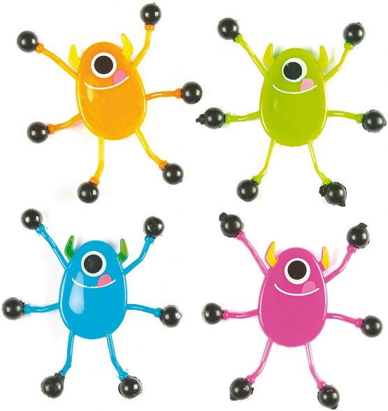 Baker Ross AF396 Monster Wall Crawlers with Sticky Feet — Halloween Novelty Toys for Kids, Perfect Party, Loot or Prize Bag Filler, Assorted Colours (Pack of 6) - Image 3