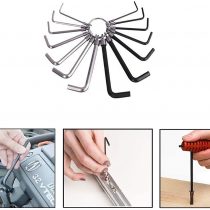 14PC Metric Imperial Hex Hexagon Allen Alan Key Wrench Set With Keyring DT85522 
