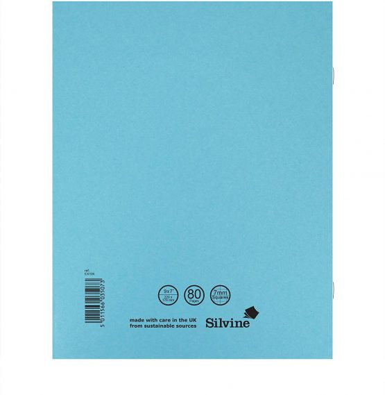 Silvine Exercise Book 7mm Squares 229x178mm Blue (Pack of 10) - Image 2