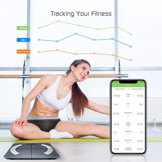 HEALTHKEEP Scales for Body Weight, Bathroom Weighing Scale for Body Weight Stones and Pounds, with BMI Scales Muscle Weighing Composition Analyzer Bluetooth High Precision Senor (396 lbs / 28 St) - Image 4