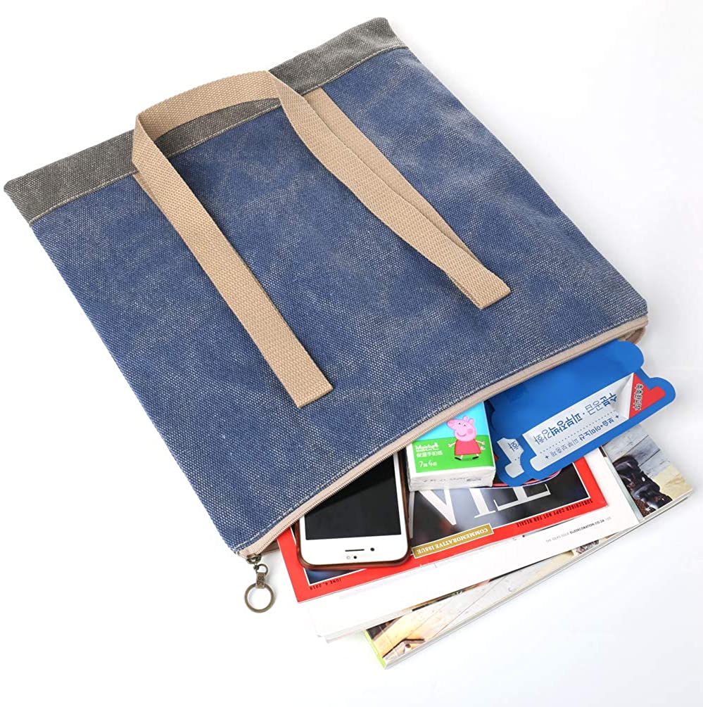 Flwydran Women Handbag Shopping Tote with Zipper Crossbody Unisex Work School Imitation linen Canvas Reusable Grocery Tote Bags - Image 2
