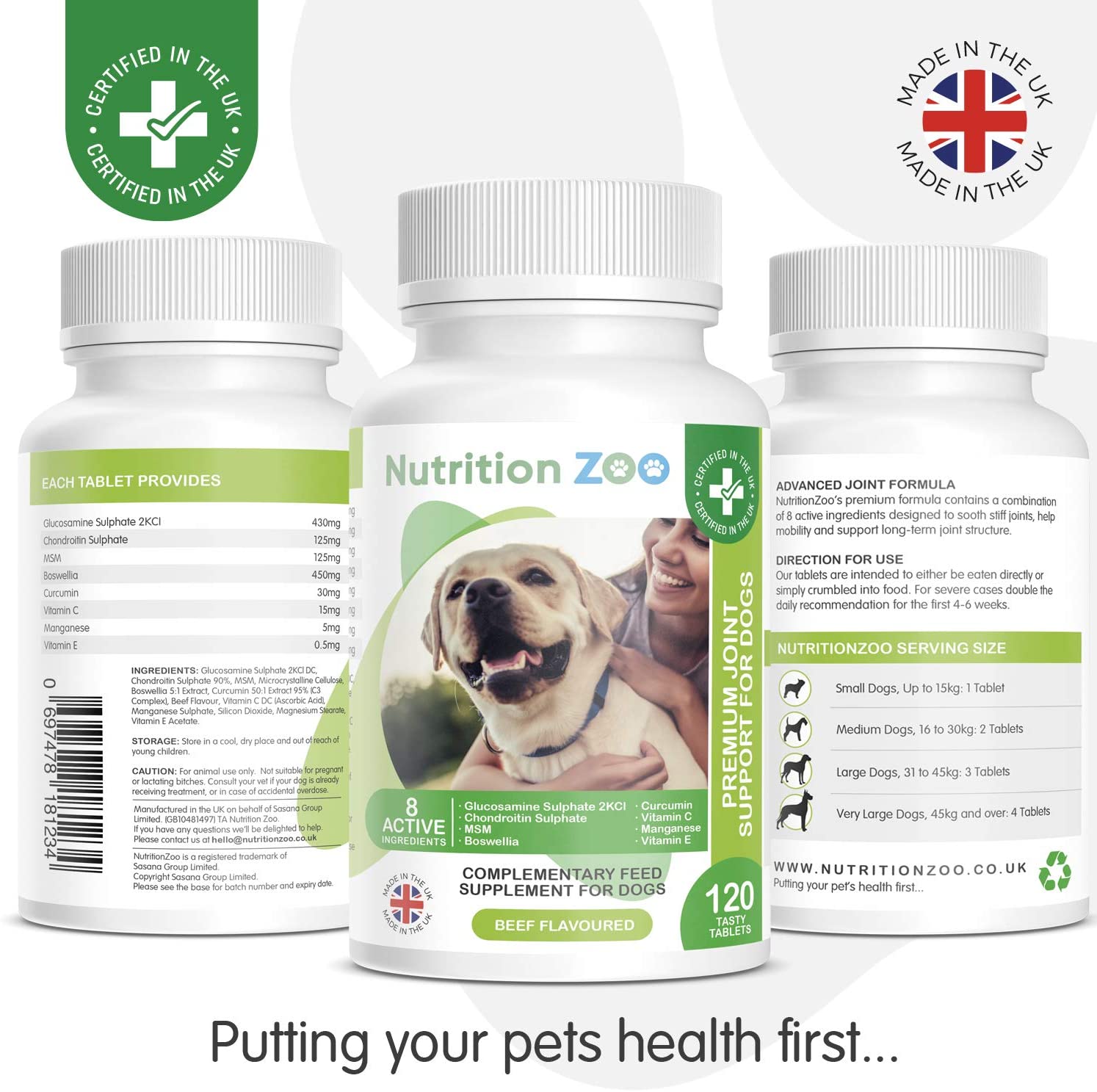 NutritionZoo Joint Care Supplements for Senior Dogs - Pack of 120 Tablets of Chondroitin and Glucosamine for Dogs with Stiff Joints - Image 2