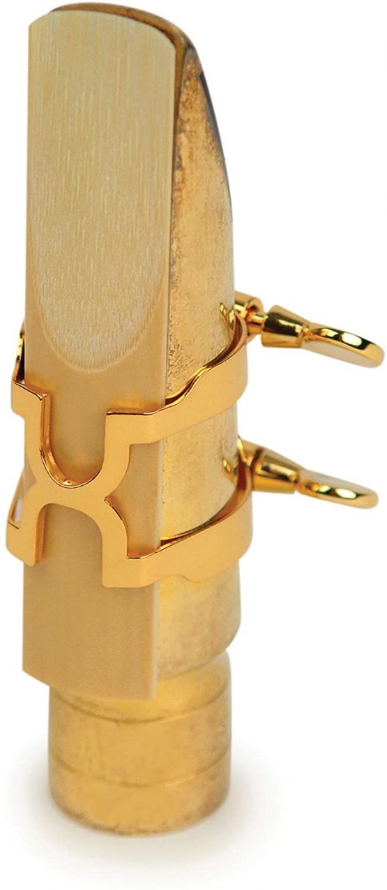 Rico HTS2G Gold Plated H-Ligature and Cap for Tenor Sax with Metal Link Mouthpiece, 1.43 in*3.94 in*0.93 in - Image 3