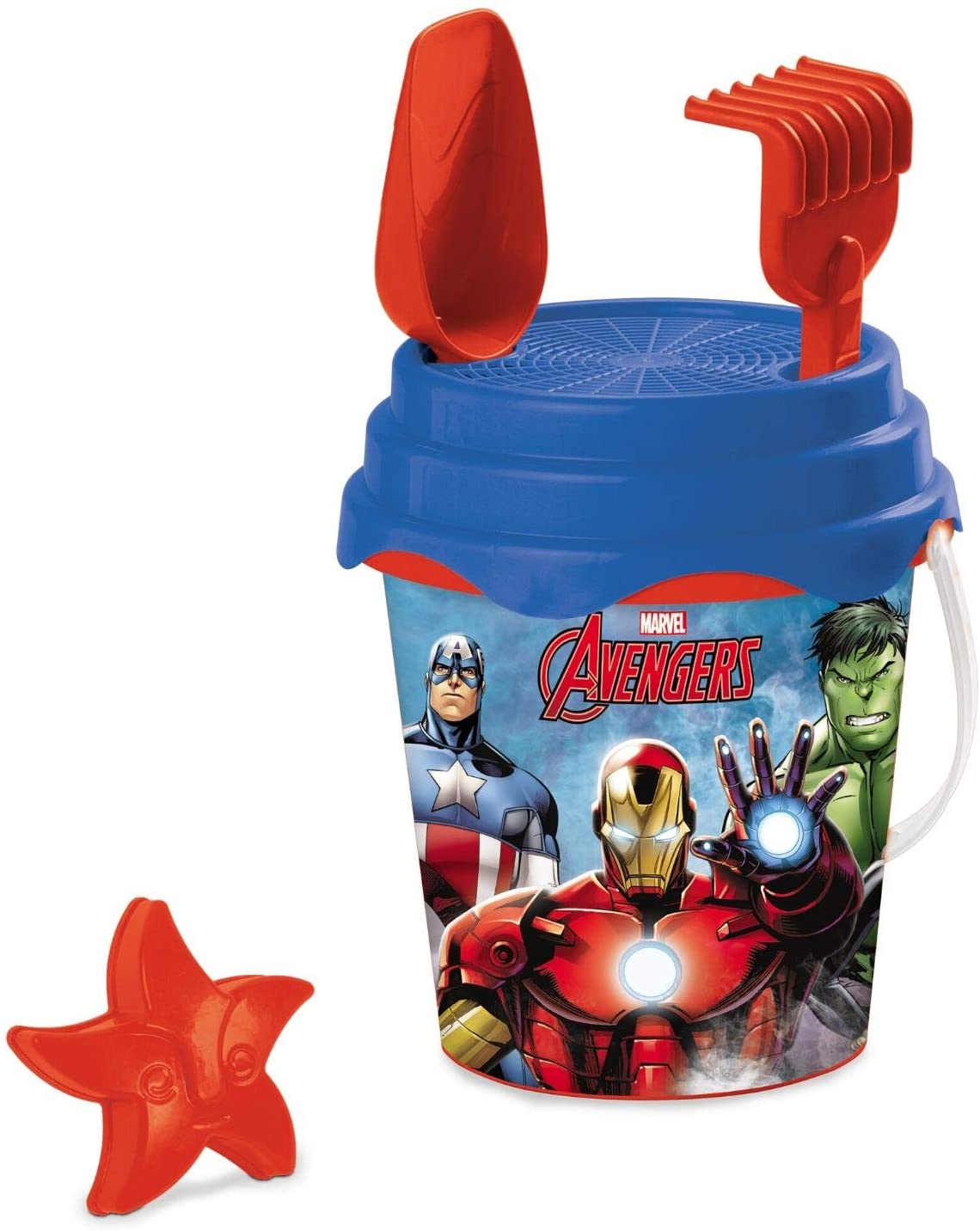 Mondo Avengers Bucket Set, Avengers Design, Sea Set including Bucket, Shovel, Rake, Sieve, Cutter, Watering Can, 17 cm - Image 2