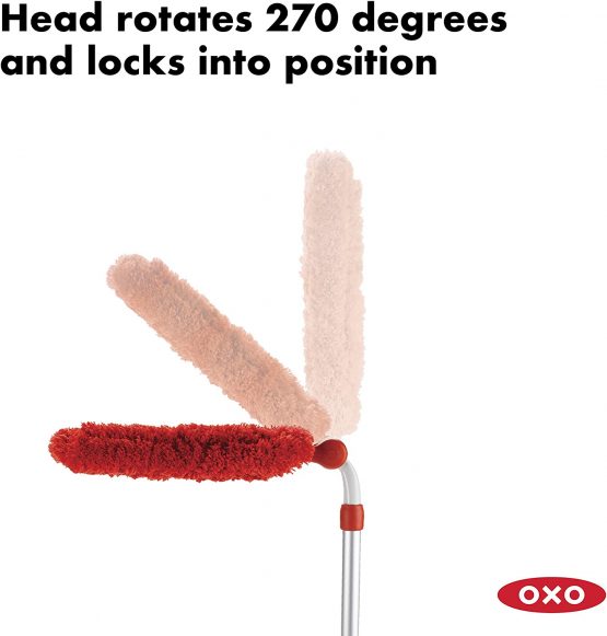 OXO 1334580 Good Grips Extendable Microfibre Duster, Red/Silver - Image 3