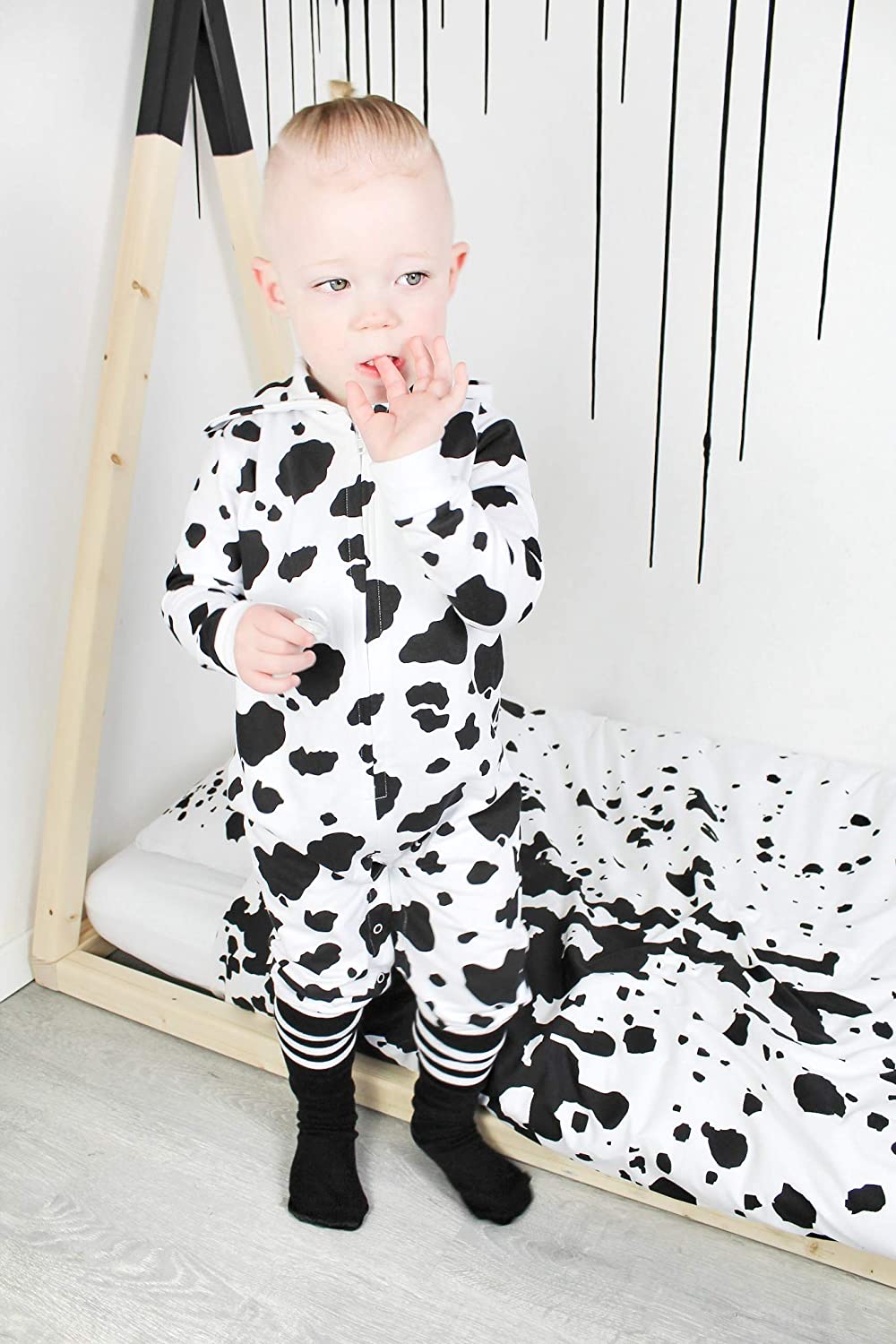 Moo's Cow Baby Romper Outfit for Boys or Girls, Black, White, 3-6 Months (Pack of 1) - Image 3