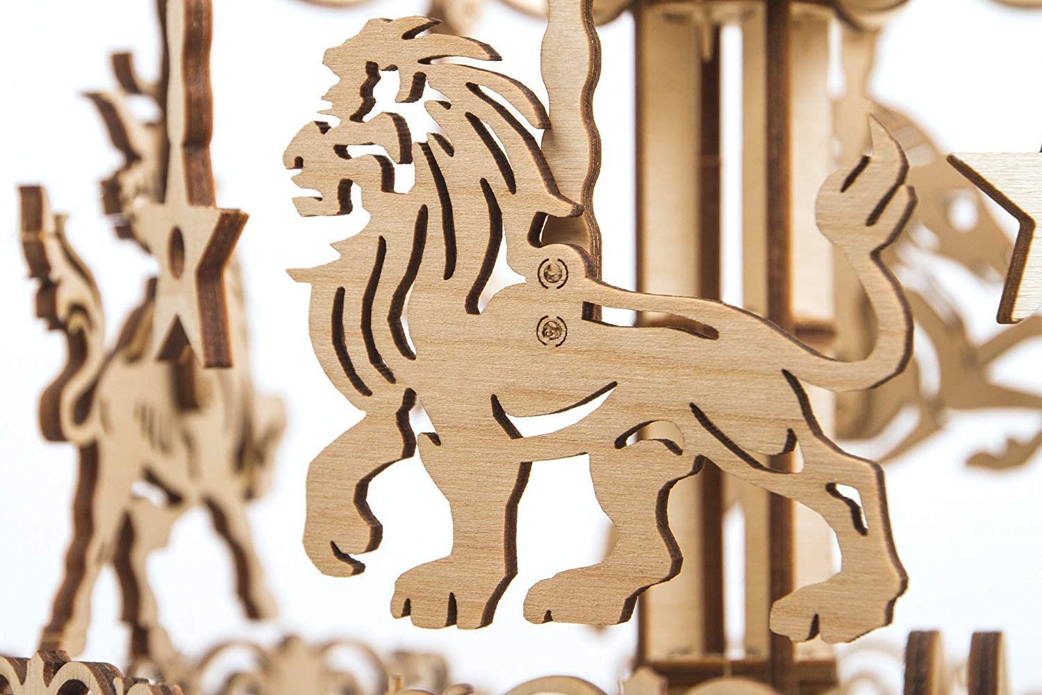 Wood Trick Wooden Carousel Horse Toy, Merry-Go-Round Toy Rotating Mechanical Model, 3D Wooden Puzzle, Assembly Toys - Image 4