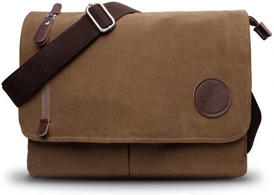 CHEREEKI Messenger Bag, Men's Canvas Shoulder Bag Satchel Bag with Multiple Pockets for Work, School, Traveling and Daily Use (Fits 13.3 inch Laptop)
