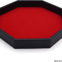 BELLE VOUS Black PU Leather and Red Velvet Octagon Rolling Dice Storage Tray - Dice Holder Box for Table Games Like RPG and DND/D&D - Catchall Tray for Jewellery