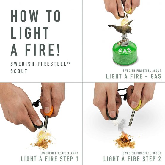 Light my Fire Ferro Rod - Flint and Steel Kit - Magnesium Fire Starter Kit - Swedish Fire Steel BIO Scout - 3000 Strikes - 2 in 1 Fire Starting Kit & Emergency Whistle - Outdoor Flint Fire Starter - Image 4