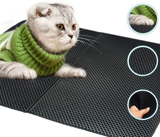 FXxswey Cat Litter Mat Litter Trapping Mat, Honeycomb Double Layer Design Waterproof Urine Proof Trapper Mat for Litter Boxes, Easy Clean Scatter Control (28" X 22" Inch) - Image 2