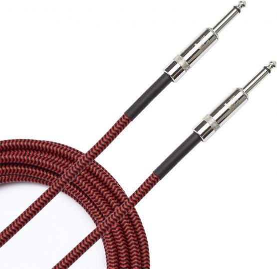 D'Addario Guitar Cable - Guitar Lead - Instrument Cable - Guitar Accessories - Braided Cable - 15 Feet/4.57 Meters - Red - 1 Pack