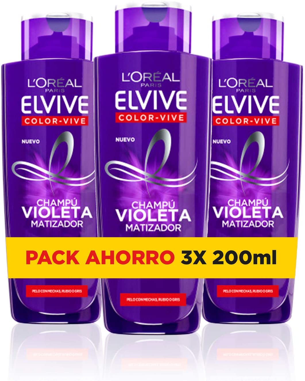 LOreal Paris Anti-Effect Orange Tinting Violet Shampoo, for Colored Blonde, Bleached or Grey Hair, Elvive Color Vive