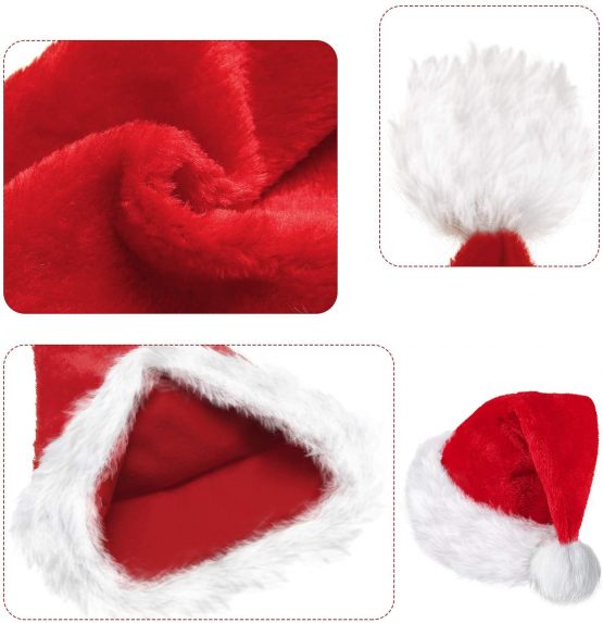 2 Santa Hat Unisex Christmas Cap Xmas Hat for Holiday (Red, 12.6 x 17.7 Inch) - Image 3