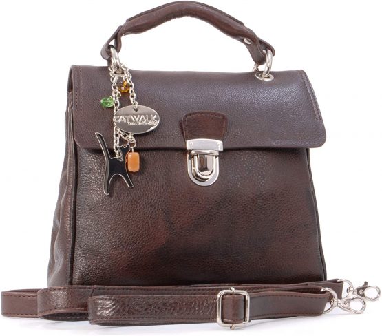 Catwalk Collection Handbags - Women's Vintage Leather Top Handle Bag with Detachable Shoulder Strap - PANDORA