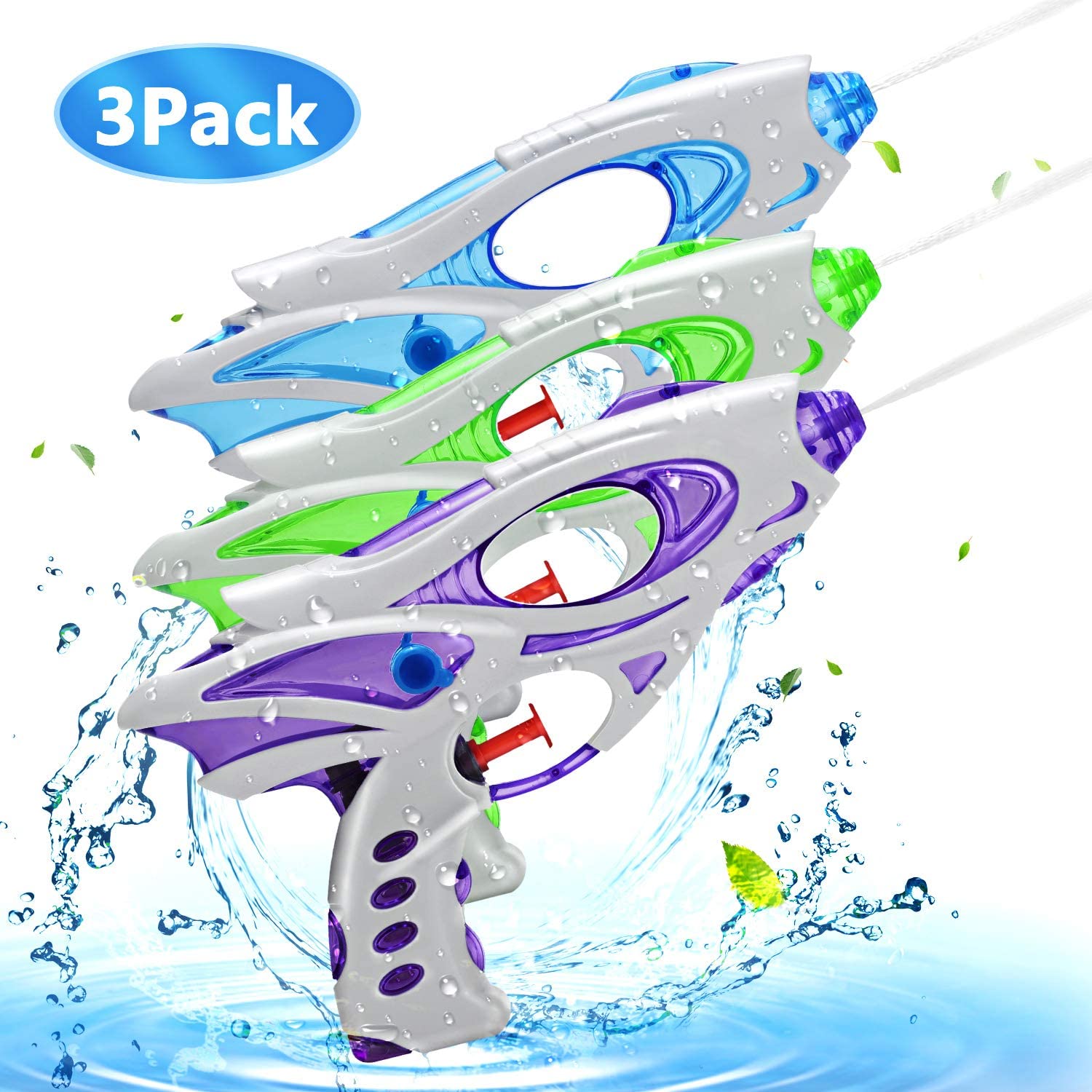 Ucradle Water Pistols For Kids,3Pack Super Gun Blaster Cool Small Pistol Guns Outdoor Beach Garden Toy Pool Bath Party Water Fighting Toys For Children Girls Boys