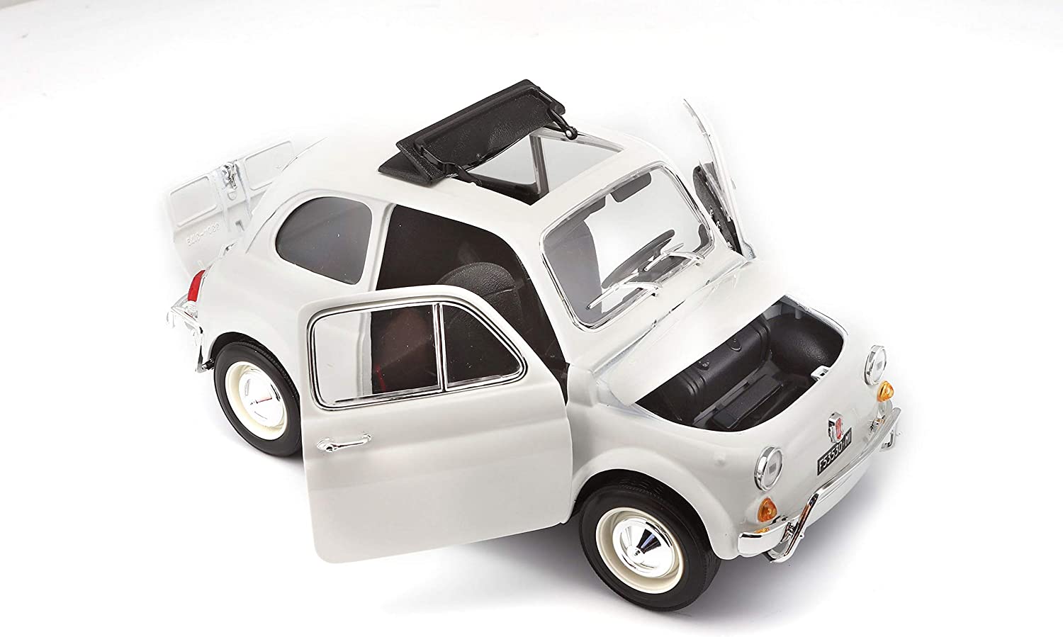 Bburago Fiat 500L 1968, Realistic Vintage Car Model in 1:18 Scale, Diecast Replica with Opening Parts, 2 Random Colours - Image 3