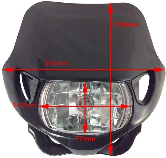 Motorbike Universal 12V/35W Headlight Motocross Enduro Streetfighter Motorcycle (Black) - Image 2
