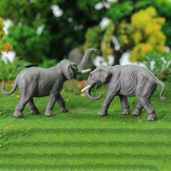 Evemodel 10pcs Model Railway 1:87 Well Painted Elephant PVC Animals HO Scale Elephants AN8708 - Image 3