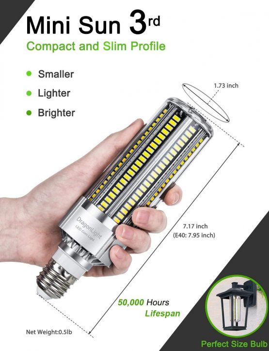 54W Super Bright Corn LED Light Bulb(400 Watt Equivalent) - E27/E40 Large Base LED Bulb - 6500K Daylight 6200 Lumens for Large Area Commercial Ceiling Lighting - Garage Warehouse Barn[2021 New] - Image 3