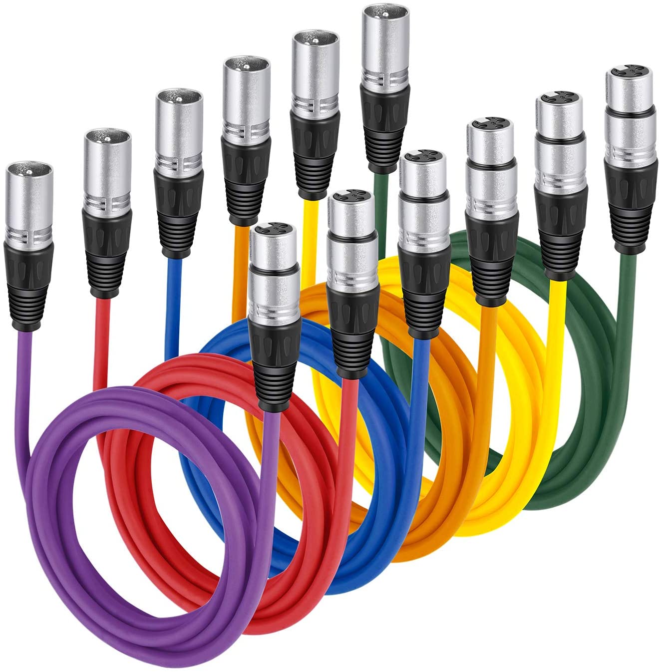 NEEWER 6 Pack 6.5 feet/2m Mic Cable Cord