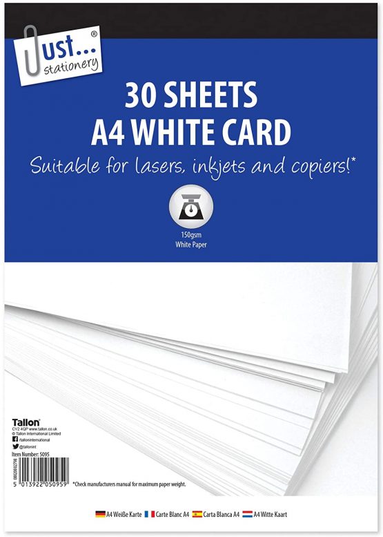 Just Stationery 5095 A4 30 Sheet White Card