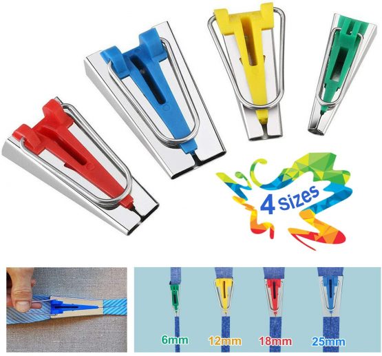 Bias Tape Maker, Bias Binding Maker Set with 4 Sizes (6mm/12mm/18mm/25mm) for Sewing and Quilting Bias Tape, Fabric Bias Tape Maker Tool Sewing Machine Accessories for DIY Patchwork, Arts and Crafts