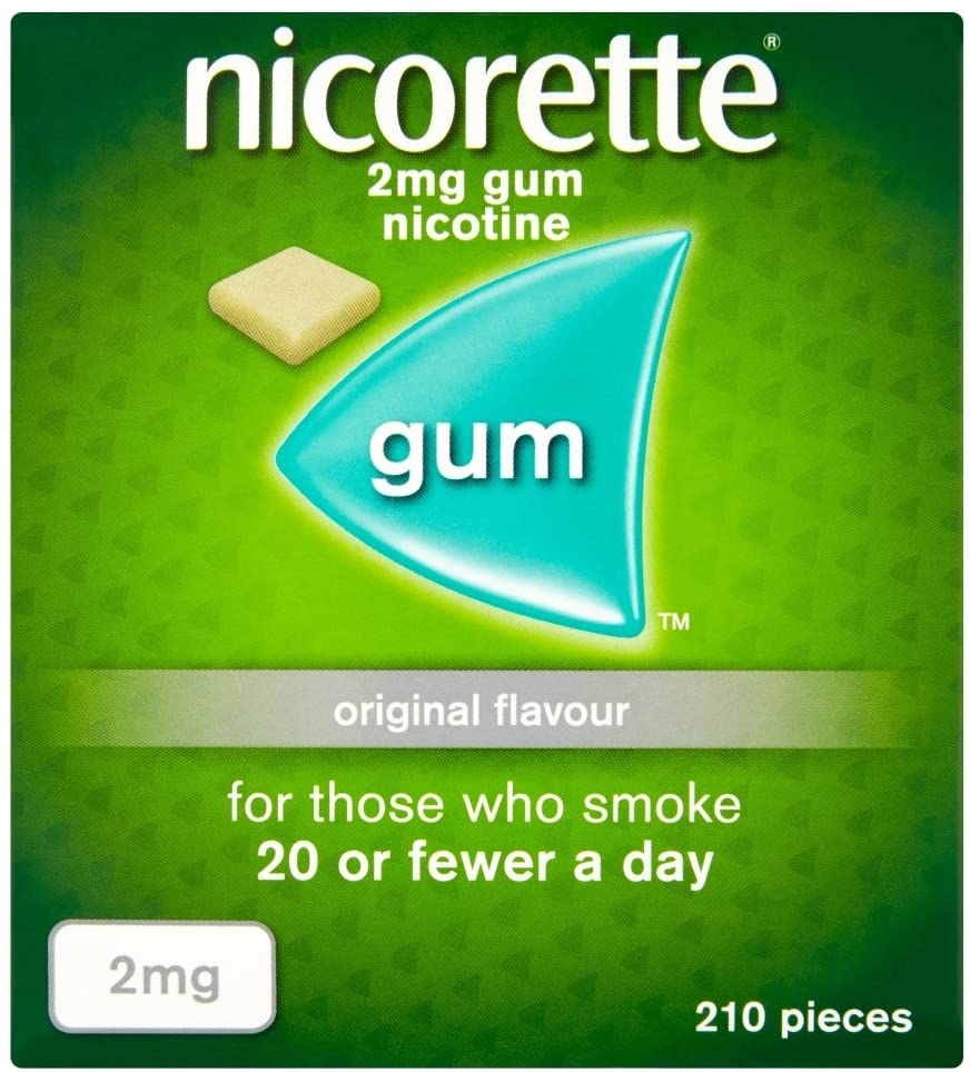 Nicorette Original 2 mg Gum Nicotine 210-Pieces, Nicotine Gum (Quit Smoking and Stop Smoking Aid)