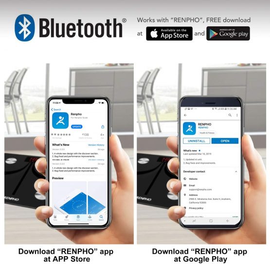 Bluetooth Body Fat Scale, RENPHO Digital Smart Bathroom Weight Scales for Body Composition Analyzer with Smartphone App, 13 Body Composition Measurements for Fitness, Black - Image 3
