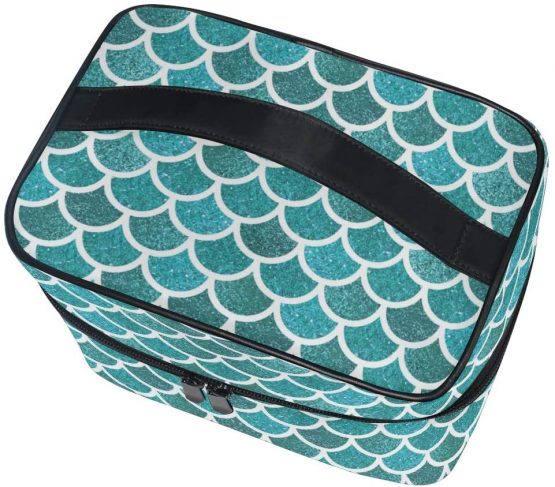 Moyyo Mermaid Scales Glitter Fish Hanging Makeup Bag Large Cosmetic Case Cosmetic Organizer Cosmetic Beauty Bag Travel Makeup Case Toiletry Organizer Bag Makeup Bags for Teenage Girls Kid Women - Image 3