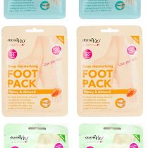 Derma V10 Foot Pack Mask (6 Pack) Deep Moisturising Tea Tree and Peppermint, Honey and Almond and Argan Oil Hemp Seed Oil Variety Bundle (Tea Tree & Peppermint, Honey & Almond, Argan Oil)