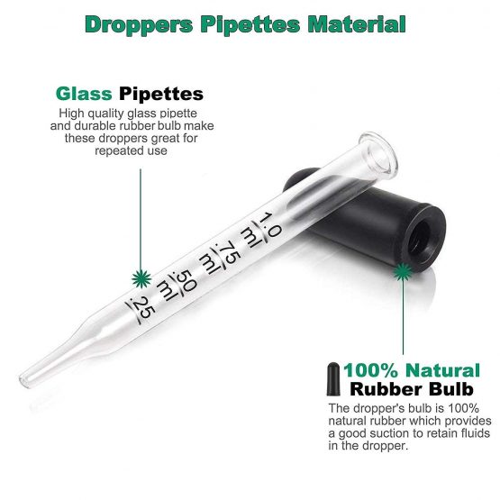 Hyber&Cara Glass Pipette Dropper 1ml Graduated for Liquid Medicine Essential Oil Laboratory, 20 Pack - Image 3
