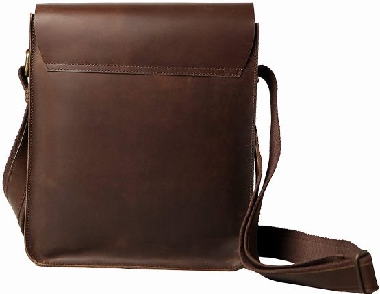 Superior Leather - Men's Leather Messenger Shoulder Bag Business Retro Crazy Horse Leather Crossbody Bag Brown SLG-23 - Image 3