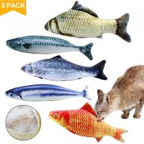 Natuce 5PCS Catnip Fish Toys for Cat, 20 cm Cat Toys, Cat Fish Pillow, Cat Catnip Toys, Cat Chew Toys, Pet Toy, Cat Pillow, Fish Toy, Teeth Cleaning, Interactive Plush Cat Toys, for Cat, Puppy, dog