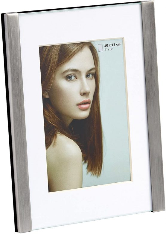 Walther design Picture Frame, Stainless-Steel, Matt Silver, 15 x 20 cm