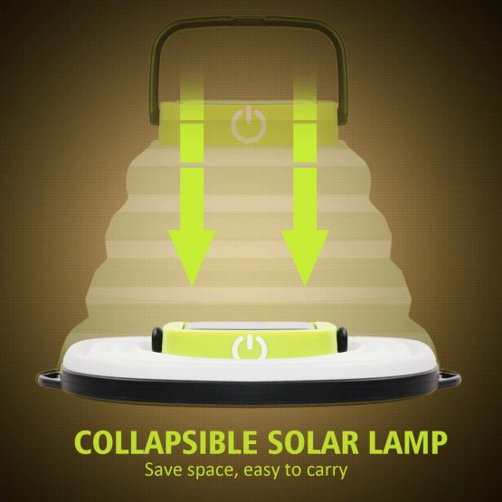 Collapsible LED Lantern Camping Light Warm White Waterproof Solar USB Rechargeable 3 Dimming Modes Flashlight for Home Camp Hiking Fishing Emergencies - Image 3