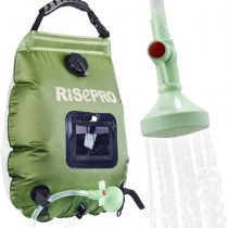 RISEPRO Solar Shower Bag, 5 gallons/20L Solar Heating Premium Camping Shower Bag Hot Water with Temperature 45°C Removable Hose on/off Switchable Shower Head Hiking Climbing Summer Shower K8