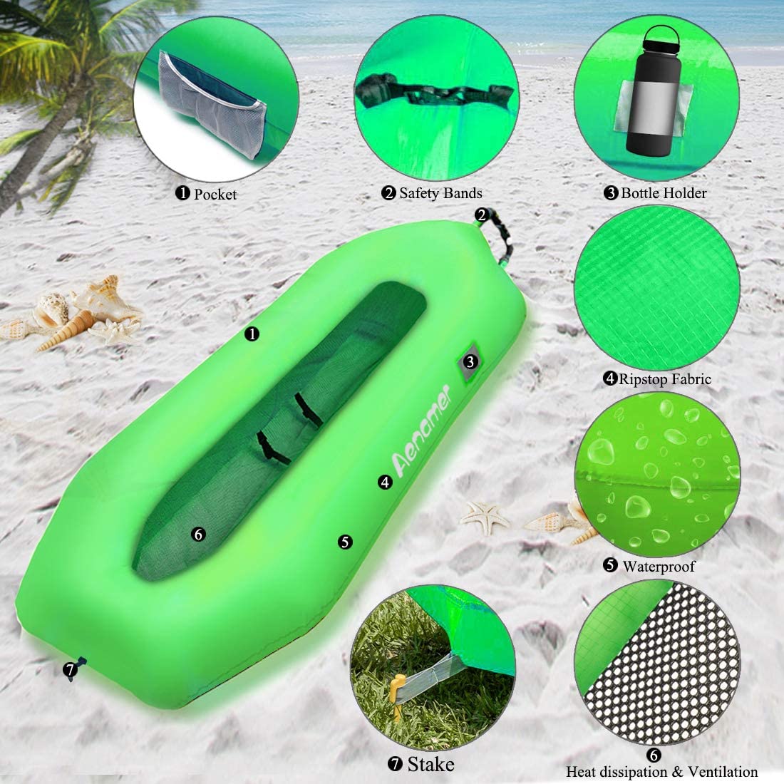 Aenamer Inflatable Lounger Air Sofa Hammock Portable Waterproof Anti