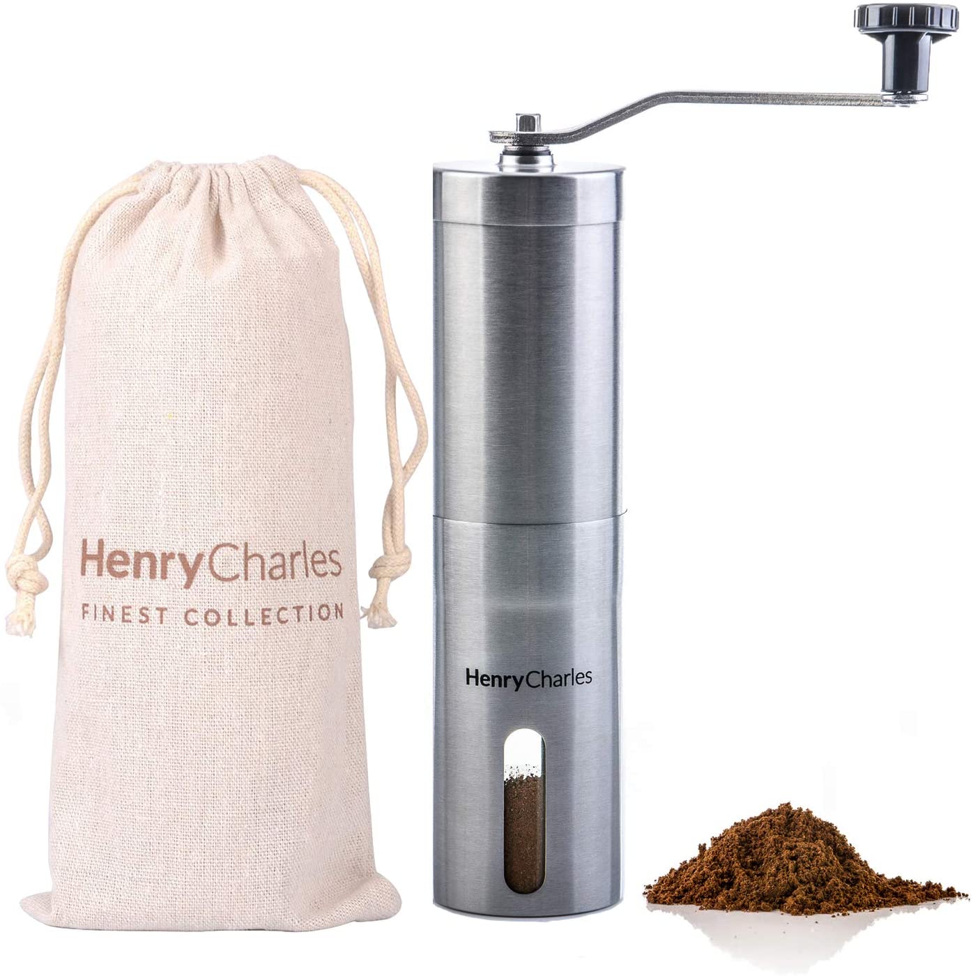 Henry Charles Manual Coffee Grinder Stainless Steel with Adjustable