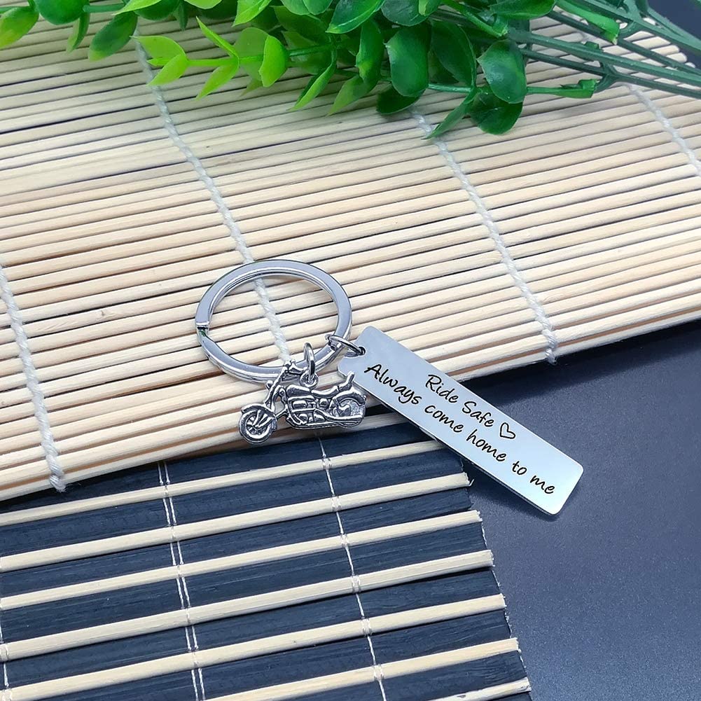 Dabihu Biker Gift Ride Safe Always Come Home to Me Keychain Keyring Gift for Husband Son Valentine's Day Keychains for Boyfriend Dad Girlfriend Key Chain Christmas Birthday Gift for Biker - Image 3