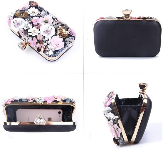 Jywmsc Women Clutches Flower Evening Handbag Chain Strap Shoulder Bag - Image 3