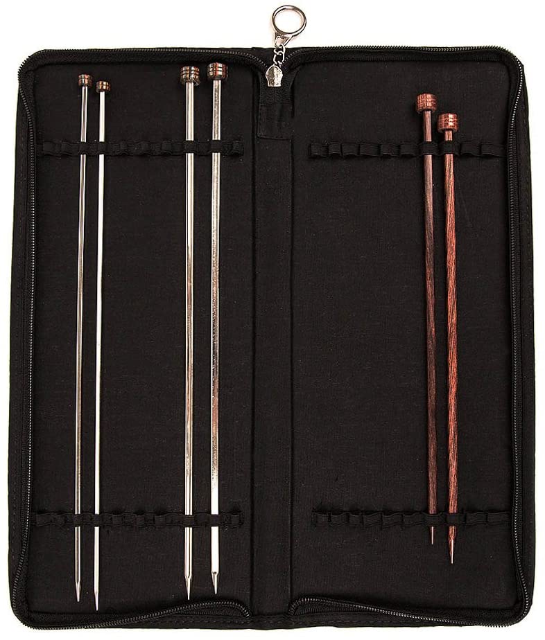 KnitPro KP10739 Fabric Knitting Pin Case: Black Jacquard Hard: 25 / 30cm