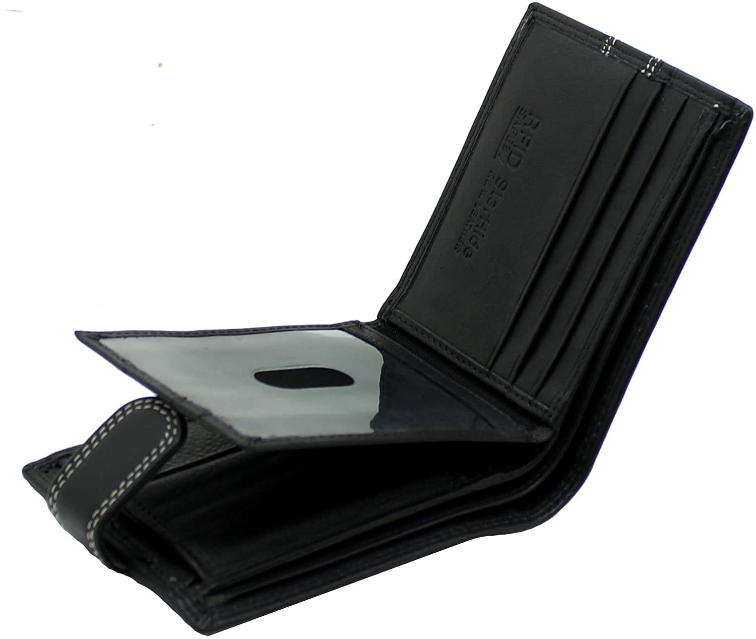 STARHIDE Mens RFID Safe Blocking Leather Passcase Wallet Black with Coin Pocket Gift Boxed 1120, 12cm x 9cm x 2cm - Image 4