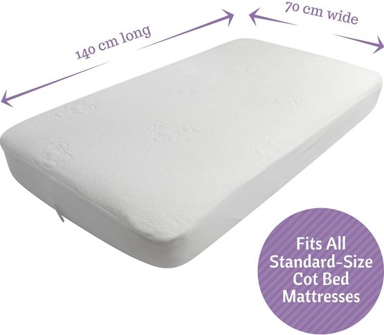 Premium Cot Bed Mattress Protector 70 x 140 cm Noiseless Waterproof Pad Cover Fitted Sheet Natural Bamboo Silent Topper for Baby Toddler Children Cotbed - Image 4