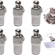GOLRISEN 6 pack Pet ID Tags,Tag Barrel Tube with Address Name Label,Anti -Lost Dog Cat ID Tag for Collar Of Dog Cat Puppy