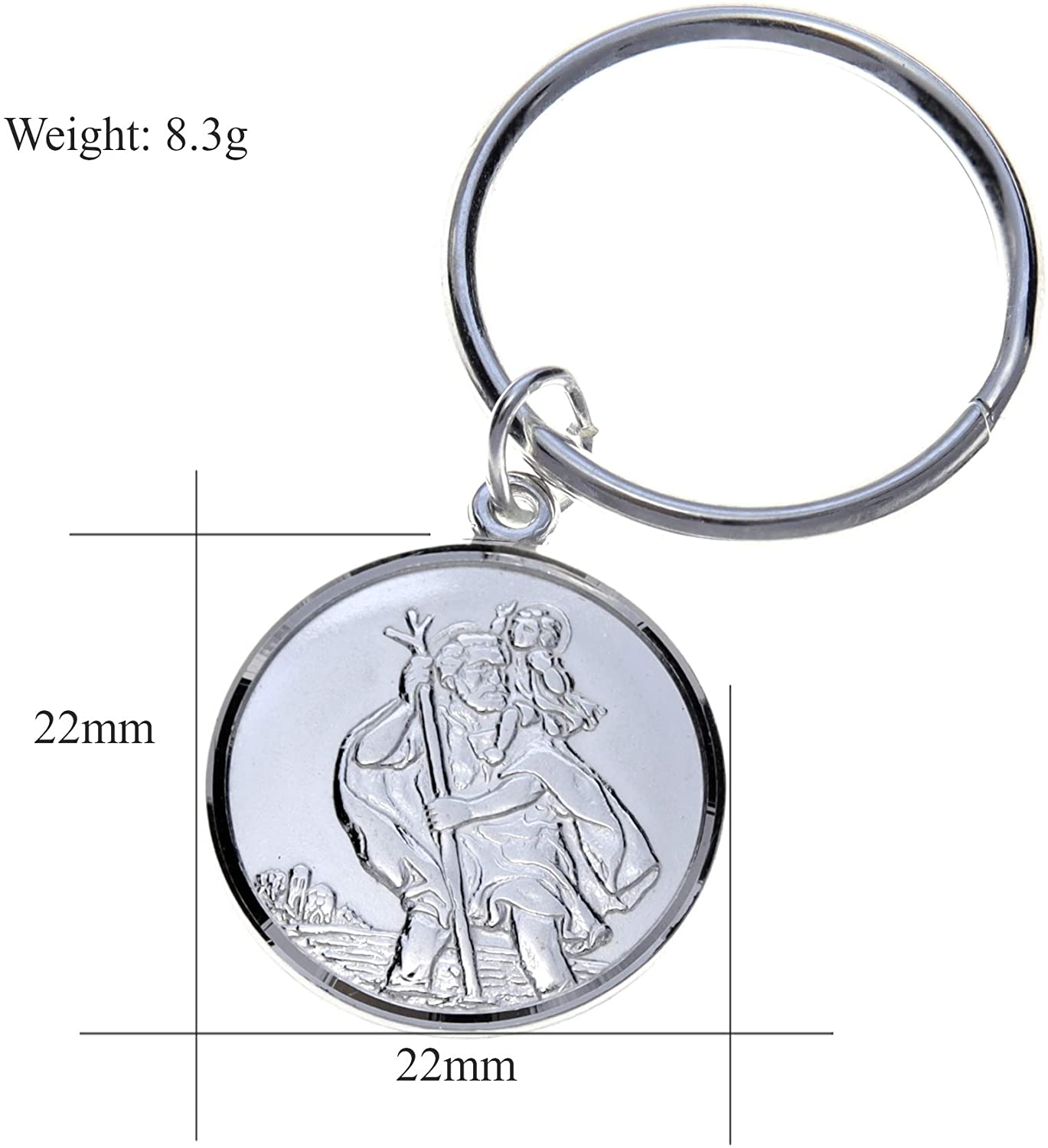 Alexander Castle 925 Sterling Silver St Christopher Keyring for Men Reversible Car Keychain, Key Fob Key Chain with Jewellery Gift Box - Image 4