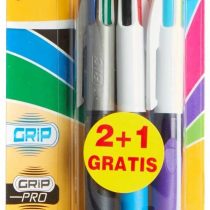 Bic Grip 4-Colours Retractable Pens [Pack of 3] 1 x Grip, 1 x Grip Pro, 1 x Grip Fun/Fashion colours Medium 1.0mm